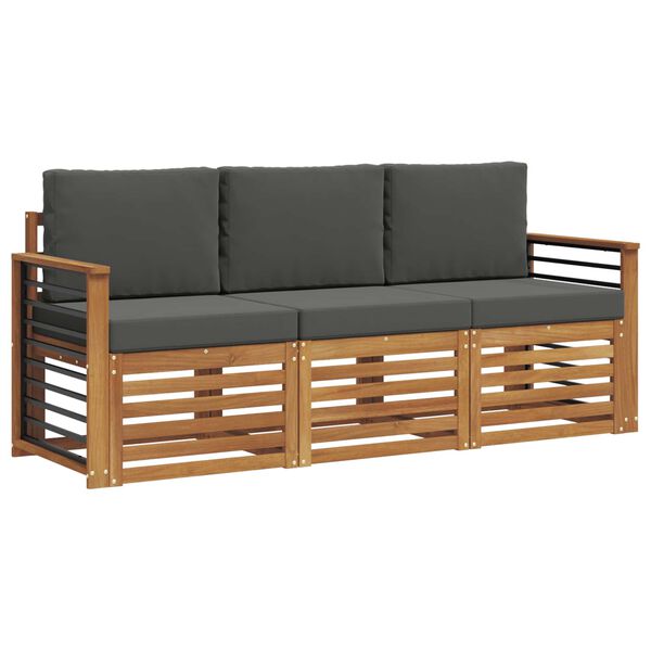 vidaXL Setovi sofa 3 pcs Prirodna i antracit Čvrsto drvo akacije