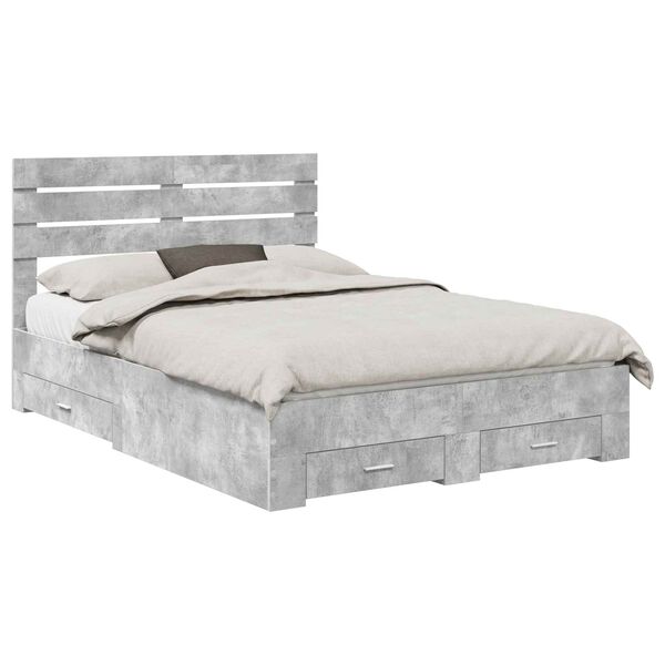 vidaXL Krevetna konstrukcija s ladicama s uzglavljem Konstruirano drvo