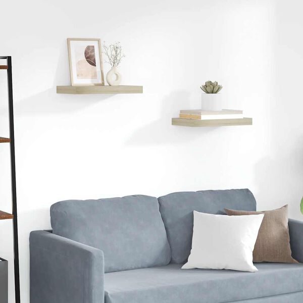 vidaXL Plutajuće zidne police 2 kom boja hrasta 40 x 23 x 3,8 cm MDF