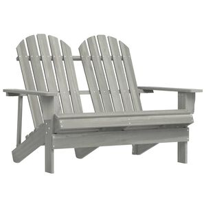 vidaXL Vrtni dvosjed Adirondack od masivne jelovine sivi