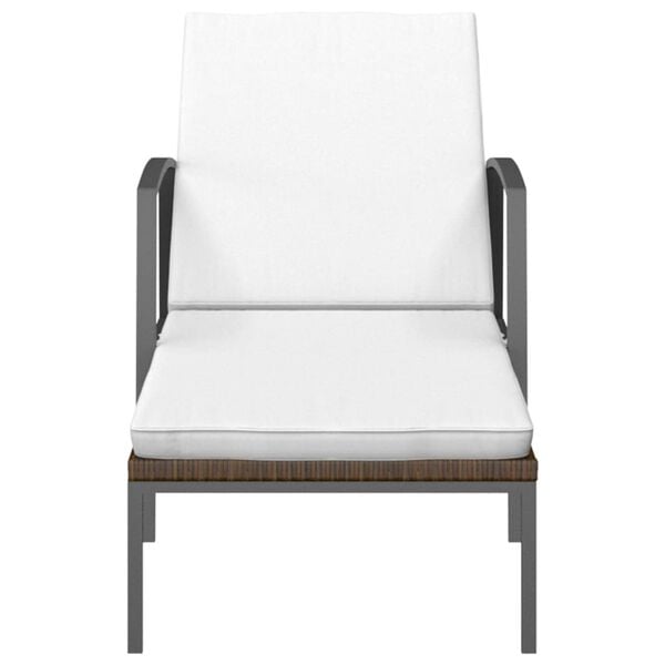 vidaXL Ležaljke za sunčanje 2 kom sa stolom poliratan smeđe