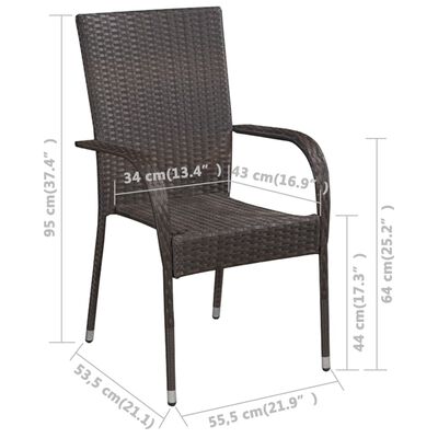 vidaXL Složive vrtne stolice 4 kom od poliratana smeđe