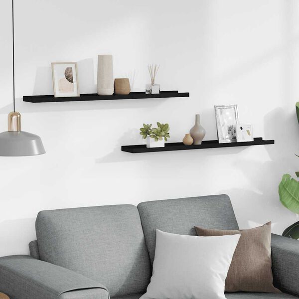 vidaXL Zidne police za fotografije 2 kom crne 80 x 9 x 3 cm MDF