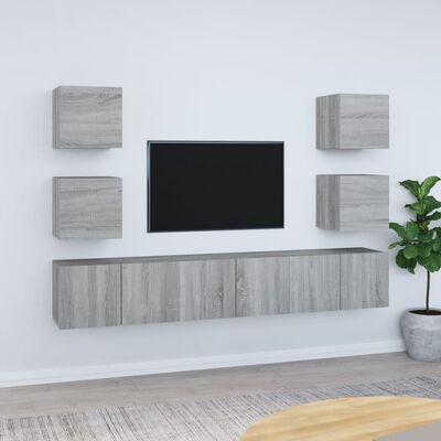 vidaXL 7-dijelni set TV ormarića sivog sonome konstruirano drvo