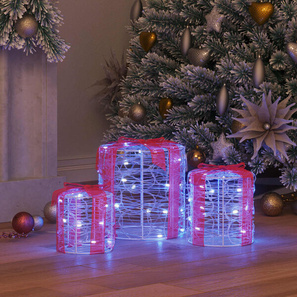 vidaXL Dekoracija Poklon Kutije 3 pcs Plava 20 x 20 x 21 cm Akril