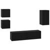 vidaXL Set TV komoda Zidne 5 pcs Crni hrast Konstruirano drvo