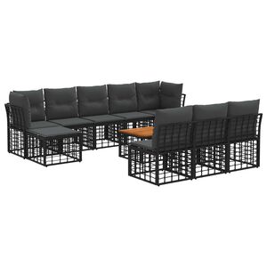 vidaXL Set vanjskih sofa 11 pcs Crna i tamno siva Poliester