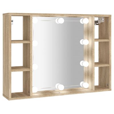 vidaXL Ormarić s ogledalom LED boja hrasta sonome 76 x 15 x 55 cm