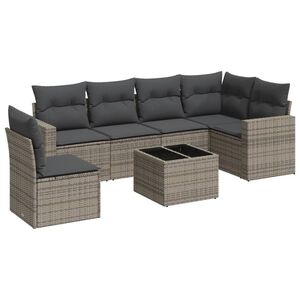 vidaXL 7-dijelni set vrtnih sofa sivi od poliratana