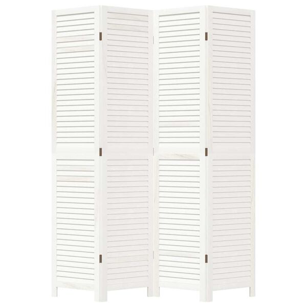 vidaXL Sobna pregrada s 4 panela bijela od masivnog drva paulovnije