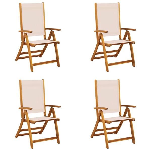 vidaXL Sklopive vrtne stolice 4 kom masivno bagremovo drvo i tekstilen