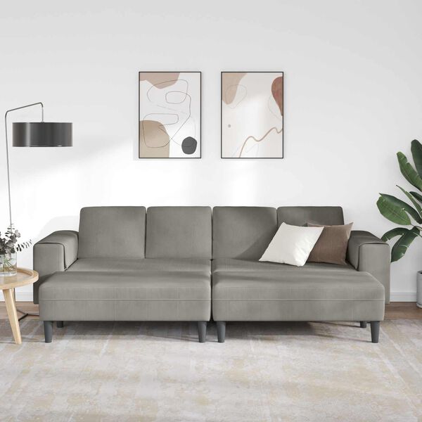 vidaXL Sofa s jastukom Svijetlo siva 250 x 188 x 76 cm Kordura tekstil