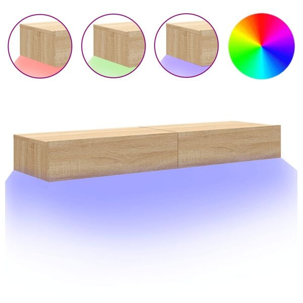 vidaXL TV ormarići s LED svjetlima 2 kom boja hrasta 60 x 35 x 15,5 cm