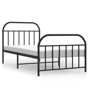 vidaXL Metalni okvir kreveta uzglavlje i podnožje crni 100x190 cm