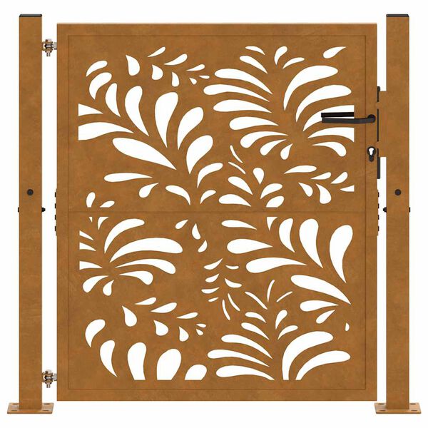 vidaXL Vrtna vrata 100x100 cm Čelik otporan na vremenske uvjete Valoviti dizajn