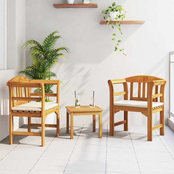 vidaXL Set za odmaranje u vrtu s jastukom 3 pcs Čvrsto drvo akacije