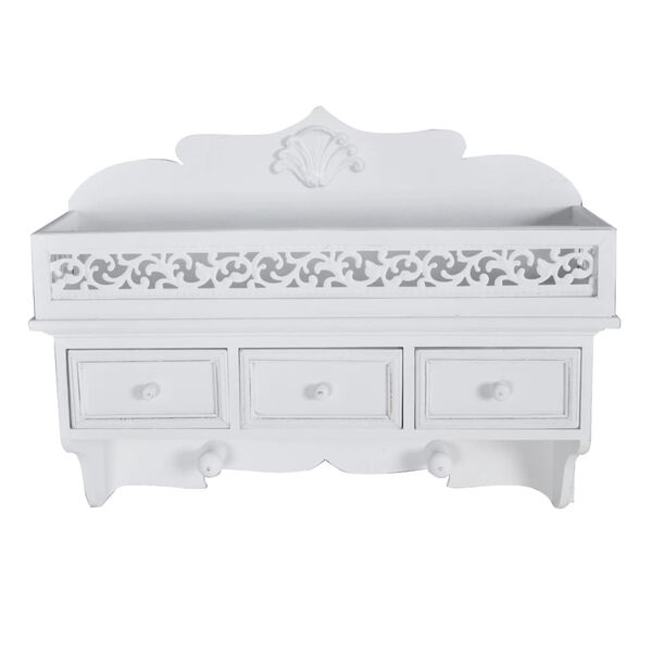 Zidna polica/vje&scaron;alica s 3 ladice i 2 kuke