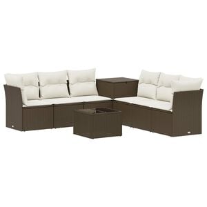 vidaXL Set sofe 8 kom. Smeđa i krem bijela 55 x 55 x 37 cm