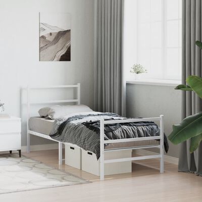 vidaXL Metalni okvir kreveta s uzglavljem i podnožjem bijeli 75x190 cm