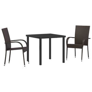 vidaXL Vrtni set za objed 3 pcs Crna Čelik s prahom premazan