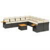 vidaXL 11-dijelni set vrtnih sofa od poliratana s jastucima crni