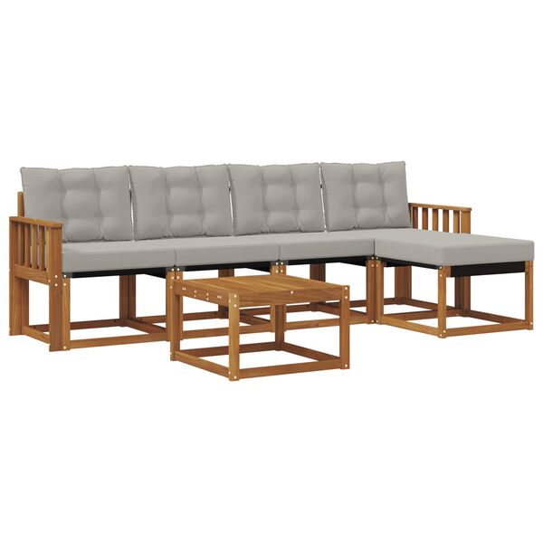 vidaXL Set vanjskih sofa s jastukom 6 pcs Prirodna i svijetlo siva