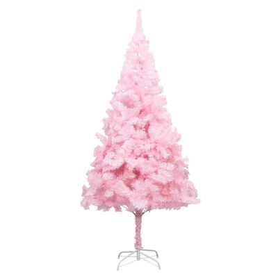 vidaXL Umjetno osvijetljeno božićno drvce s kuglicama rozo 240 cm PVC