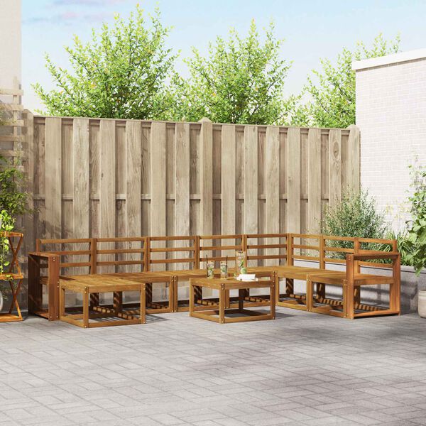 vidaXL Set vanjskih sofa 9 pcs Prirodna Čvrsto drvo akacije