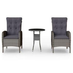 vidaXL 3-dijelni vrtni bistro set od poliratana sivi