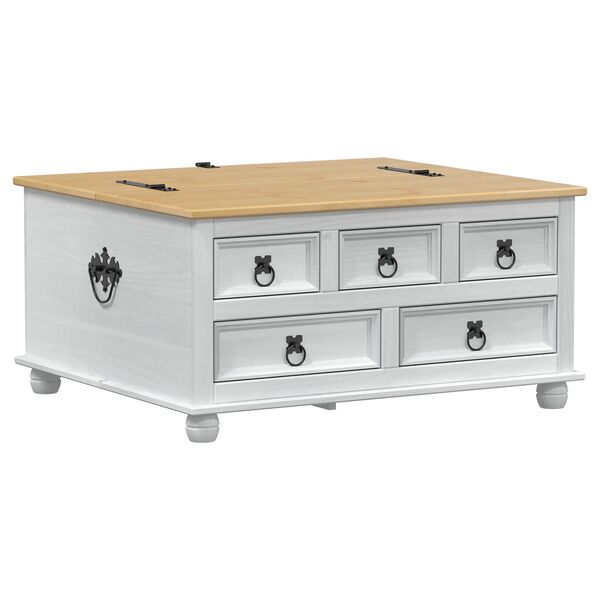 vidaXL storage box s ladicama Bijelo 90 x78 x 45 cm Čvrsto borovo drvo