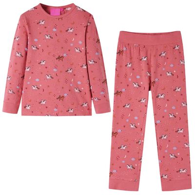 Dječja pidžama s dugim rukavima starinske ružičaste boje 104