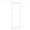 vidaXL Klizna vrata Bijelo 83 x 202 cm Masivna borovina i staklo