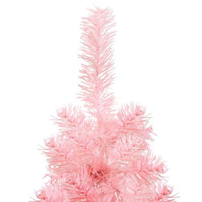 vidaXL Tanka umjetna polovica božićnog drvca sa stalkom roza 180 cm