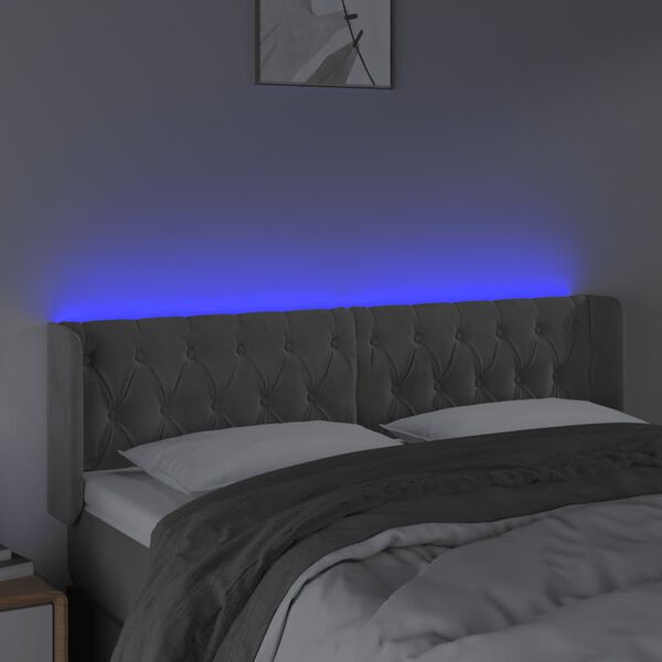 vidaXL LED uzglavlje svjetlosivo 163x16x78/88 cm bar&scaron;unasto