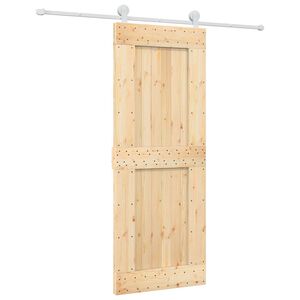 vidaXL Klizna vrata Prirodna i bijela 80 x 210 cm Čvrsta borovina