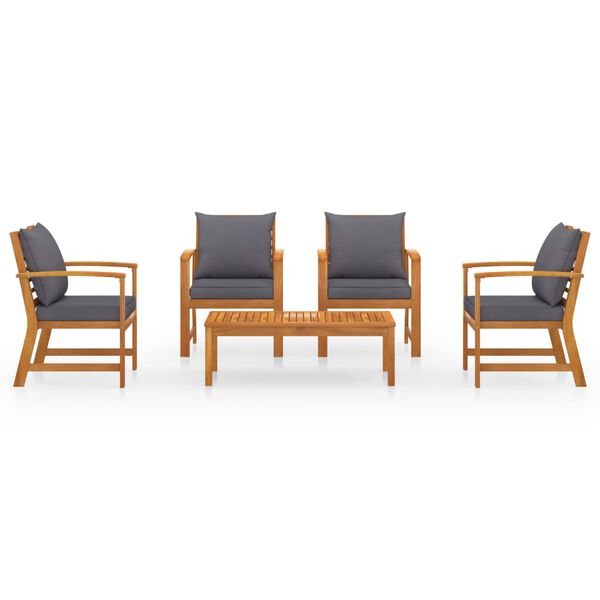 vidaXL 5-dijelna vrtna garnitura od masivnog drva bagrema s jastucima