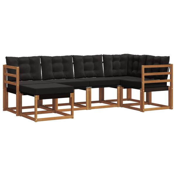 vidaXL Set vanjskih sofa s jastukom 6 pcs Prirodna i crna