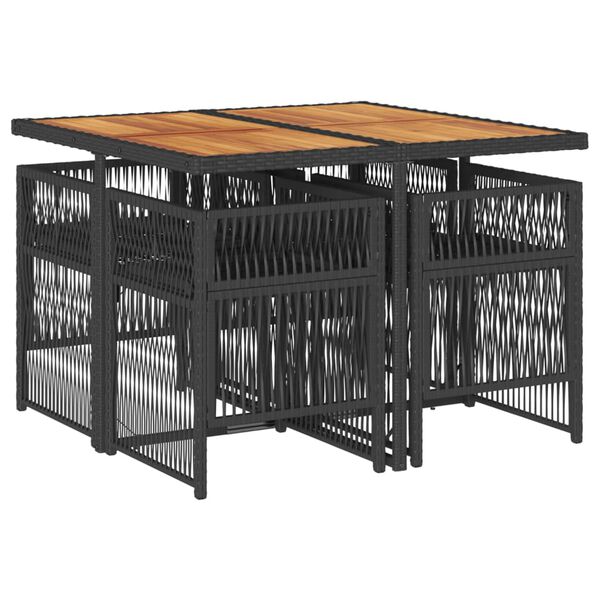 vidaXL 5-dijelni vrtni blagovaonski set s jastucima od poliratana crni