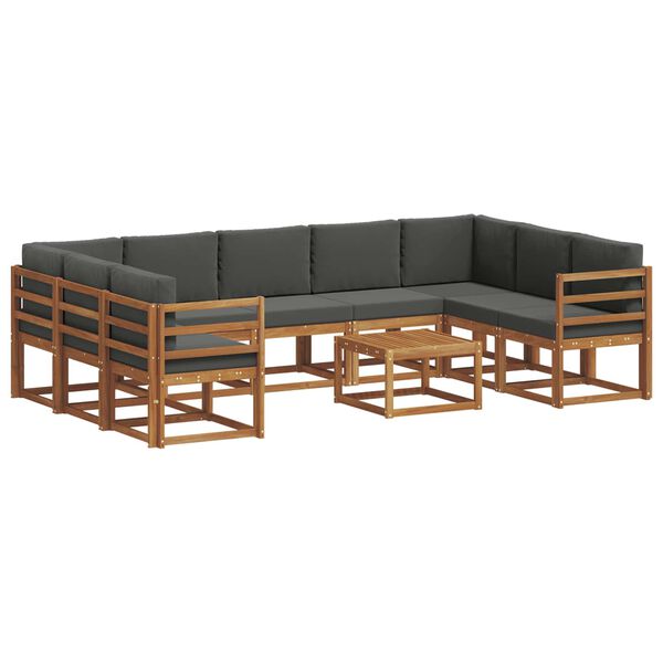 vidaXL Set vanjskih sofa s jastukom 10 pcs Prirodna i antracit