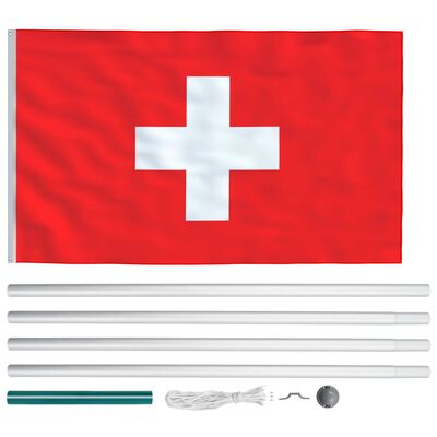 vidaXL Švicarska zastava s aluminijskim stupom 6,2 m