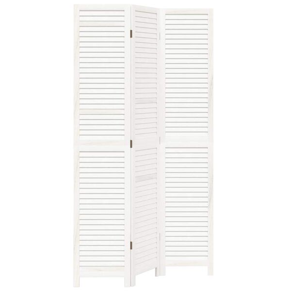 vidaXL Sobna pregrada s 3 panela bijela od masivnog drva paulovnije