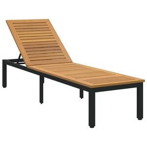 vidaXL Ležaljka za sunčanje Crna 200 x 55 x 35 cm Čvrsto drvo akacije