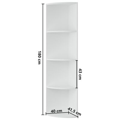 vidaXL Samostojeće kutne police bijele 40 x 41,5 x 180 cm od iverice