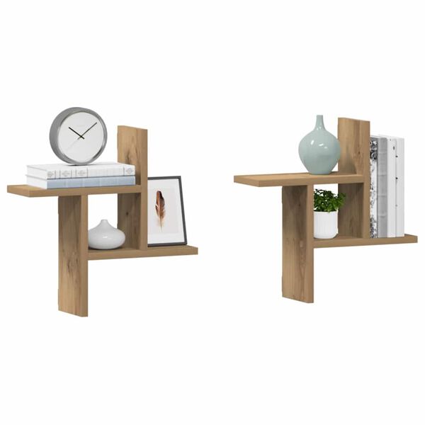 vidaXL Zidne police 2 kom boja artisian hrast 38x12x38 cm drvene