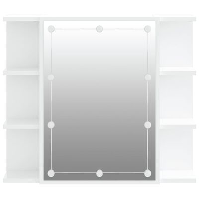 vidaXL Ormarić s ogledalom i LED svjetlima bijeli 70 x 16,5 x 60 cm