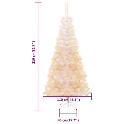 vidaXL Umjetno božićno drvce s obojenim vrhovima bijelo 210 cm PVC