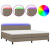 vidaXL Krevet box spring s madracem LED smeđesivi 200x200 cm tkanina