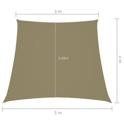 vidaXL Jedro protiv sunca od tkanine Oxford trapezno 3/5 x 4 m bež