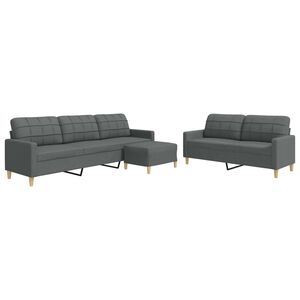 vidaXL 3-dijelni set sofa s tabureom tamnosivi od tkanine
