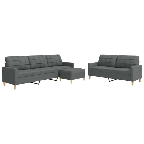vidaXL 3-dijelni set sofa s tabureom tamnosivi od tkanine